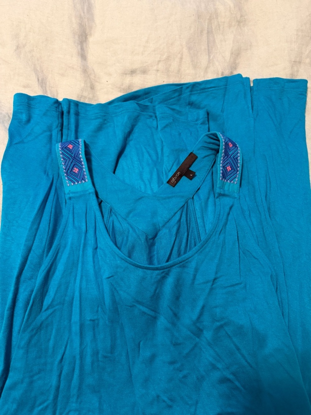 Cobalt blue Gibson sleeveless dress with embroidered straps